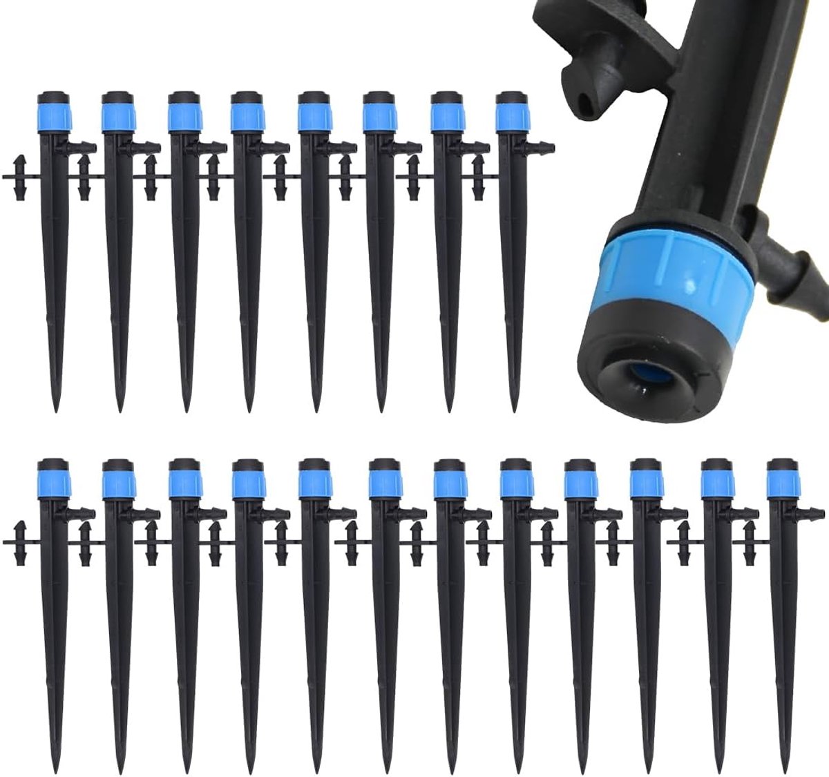 Irrigatiedruppels 20 stuks - 360° verstelbaar - met 8 gaten voor buis 4/7 mm - optimale waterverdeling - ShopVlot