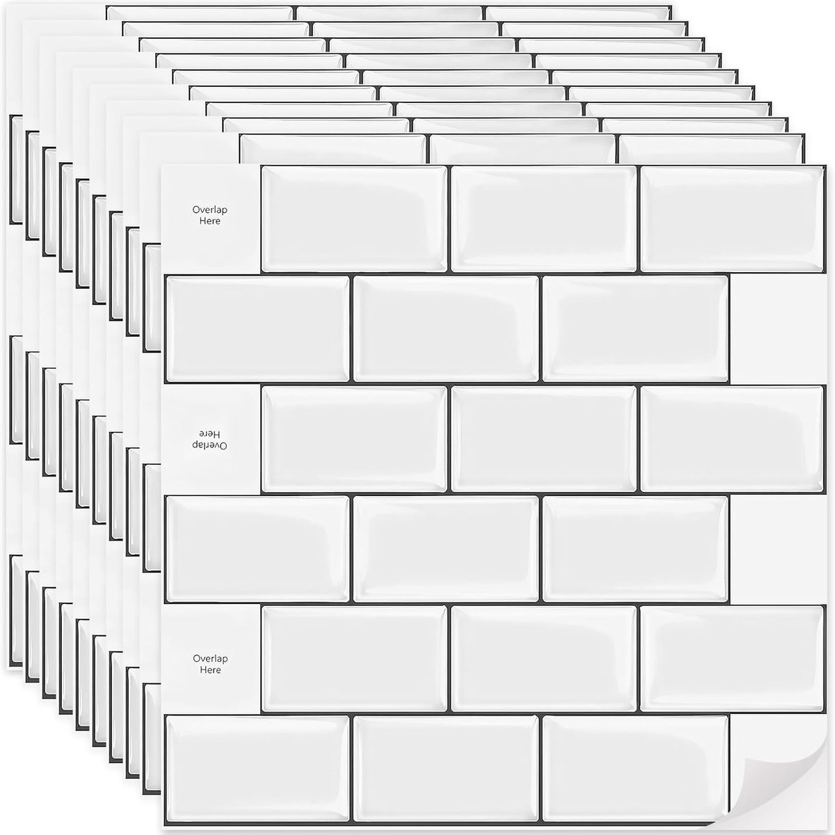 Zelfklevende wandtegels 30 x 30 cm - dikkere 3D metro tegelstickers - waterdicht en hittebestendig - ShopVlot