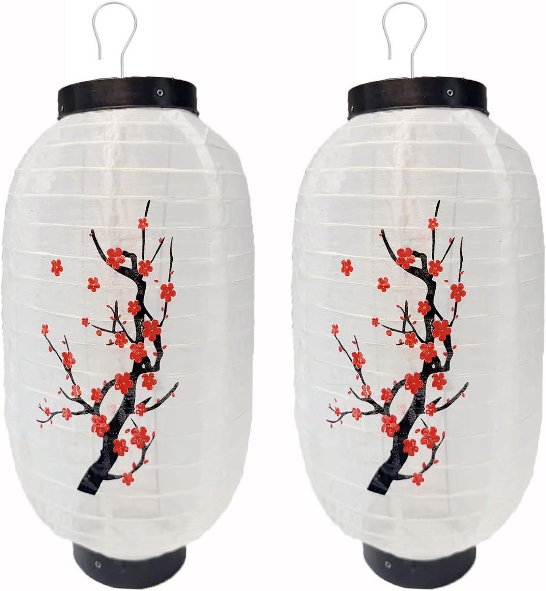 Japanse lantaarns 35 cm - zijde bloemenpatroon - decoratief voor tuin - set van 2 - ShopVlot