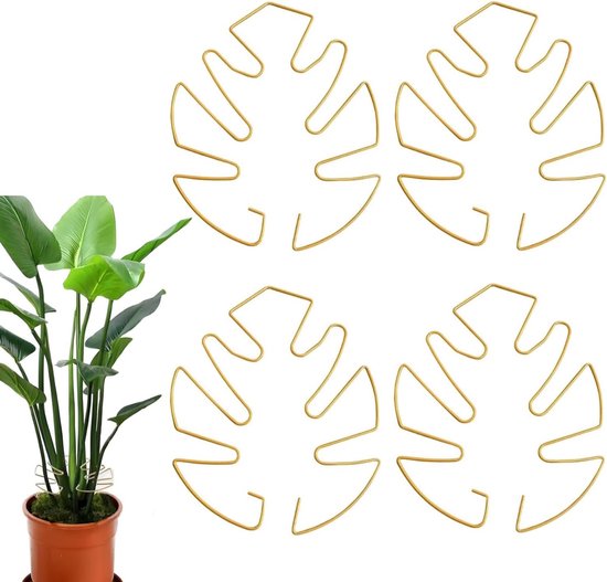 Monstera plant support pack van 4 - gouden klimplantsteun - unieke schildpadontwerp - bevorder gezonde groei - ShopVlot