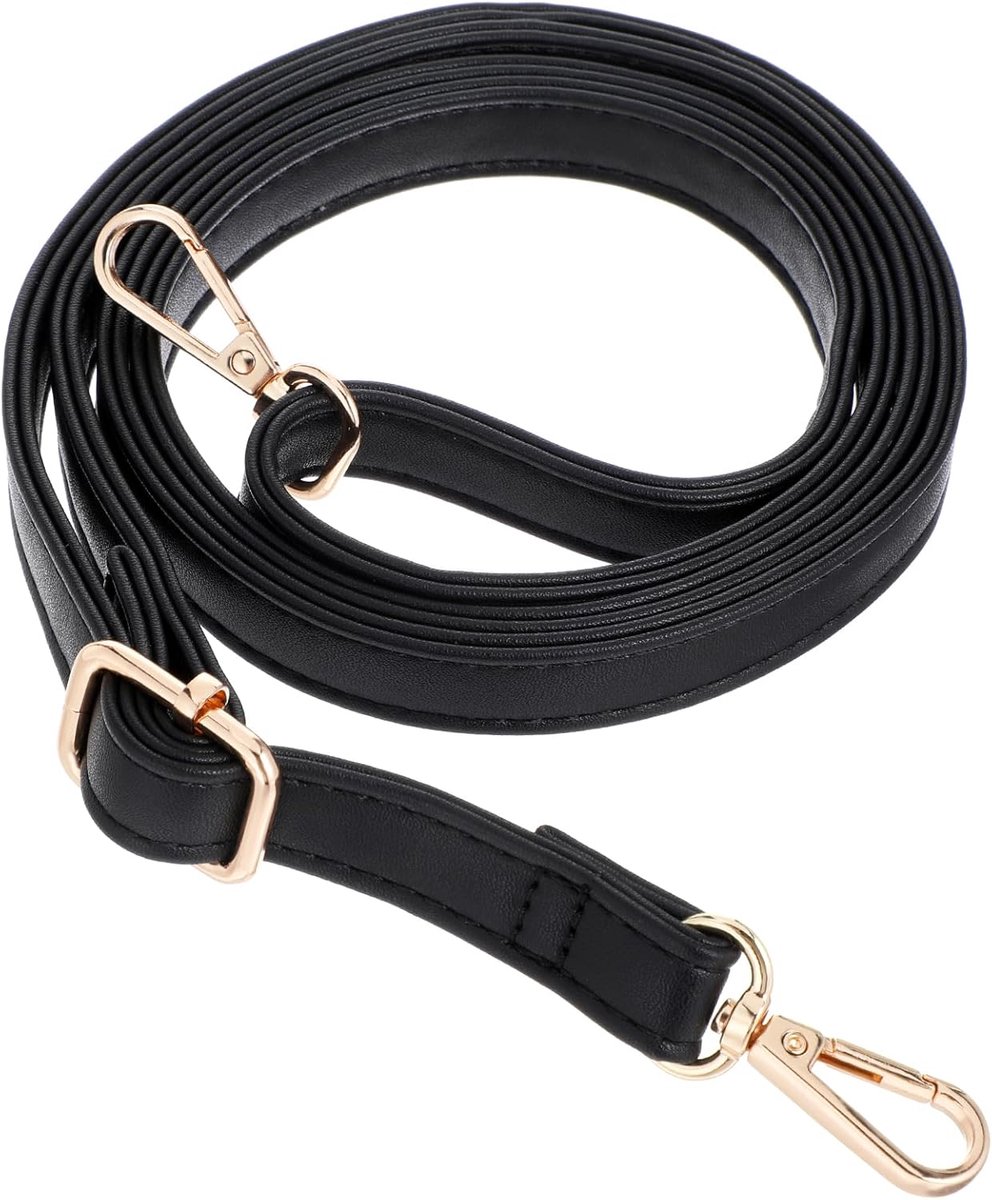 Verstelbare zwarte lederen riem 85-150cm - PU leer - met zakjes - ideaal voor handtas en portemonnee - ShopVlot