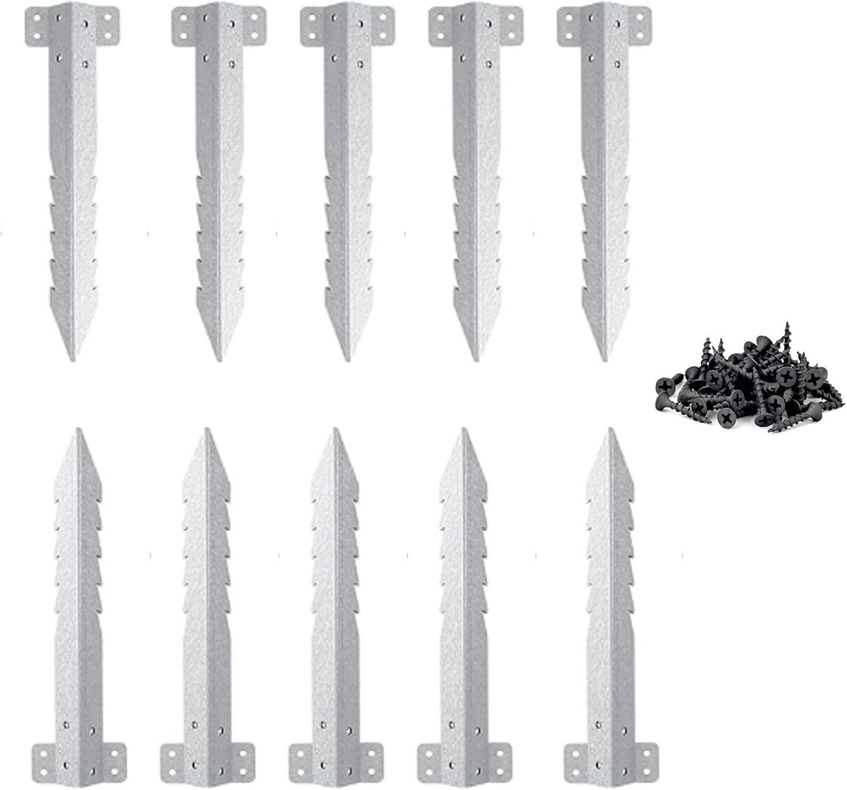 Metalen rail drempelhouders 10st - Hoogwaardige staal - Serrated ontwerp - Perfect voor tuinprojecten - ShopVlot