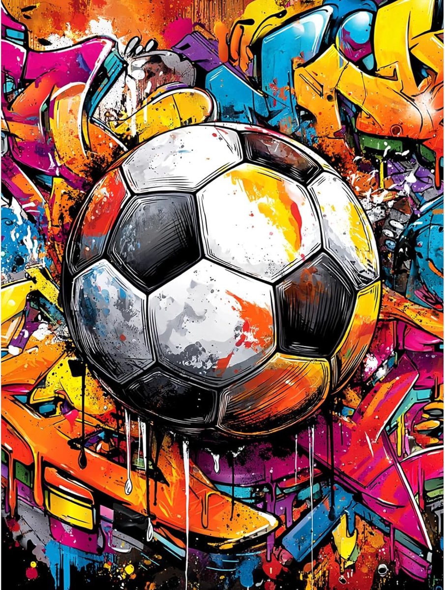 Schilderen op nummer voetbal - canvas kit voor volwassenen - acryl verf en borstels - eenvoudig te schilderen - ShopVlot