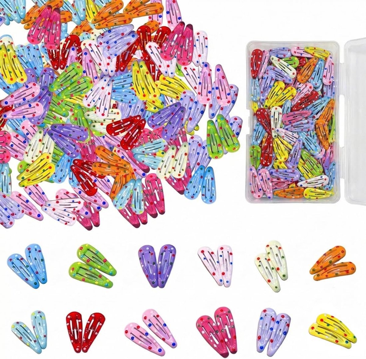 Haarspelden 80 Stuks - Kleurige Dotted Haarclips - Veilig en Charmant - Voor Kinderen en Vrouwen - ShopVlot