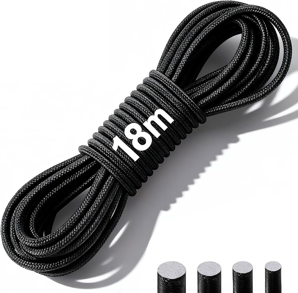 Elastisch touw 3 mm x 18 m - zwart rubber - hoge elasticiteit - ideaal voor knutselen - ShopVlot