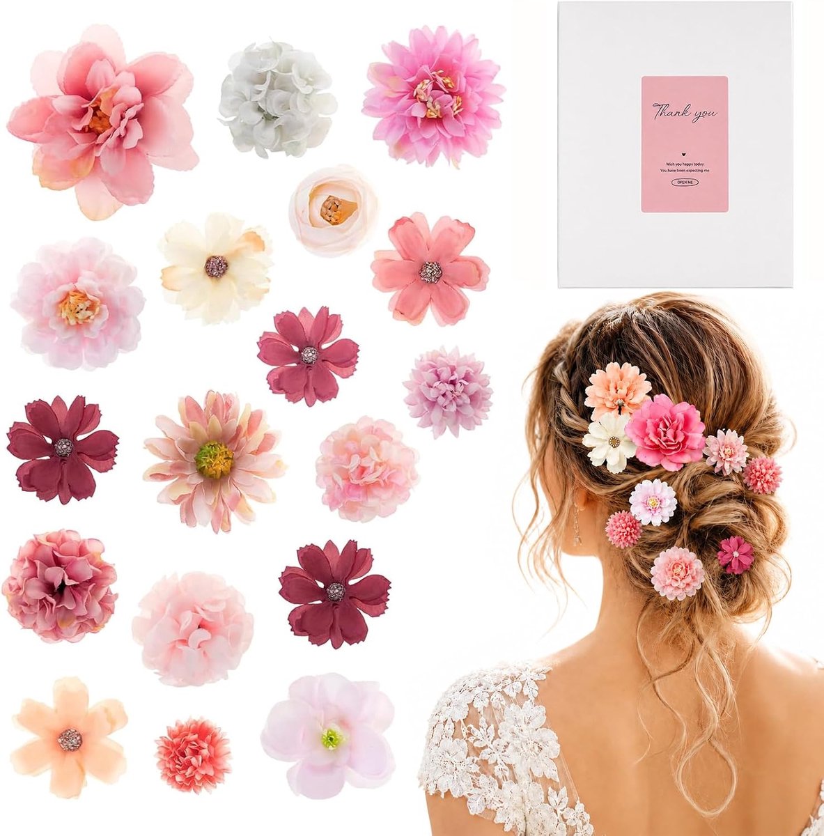 Haarspelden voor meisjes - 18 stuks - bloemen - creatief kapsels maken - ShopVlot