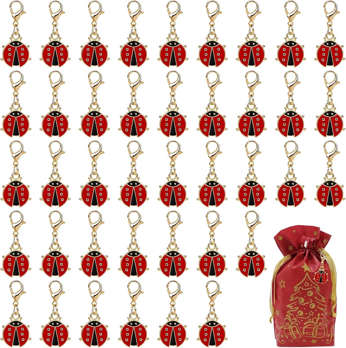Geluksbeestjes 40 stuks - Lieveheersbeestjes hanger - Decoratie voor oudejaarsavond - Breng geluk voor het nieuwe jaar - ShopVlot