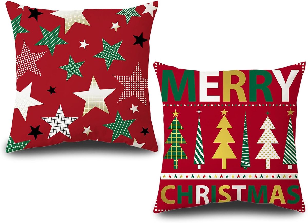Kussenhoezen 45x45 cm - Kerstmis - Rood - Feestelijke decoratie voor de woonkamer - ShopVlot
