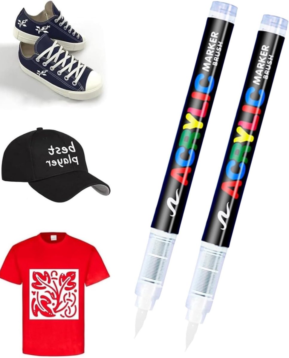 Viltstiften voor stoffen - 2 witte markers - machinewasbaar - perfecte textielverf voor creatief gebruik - ShopVlot