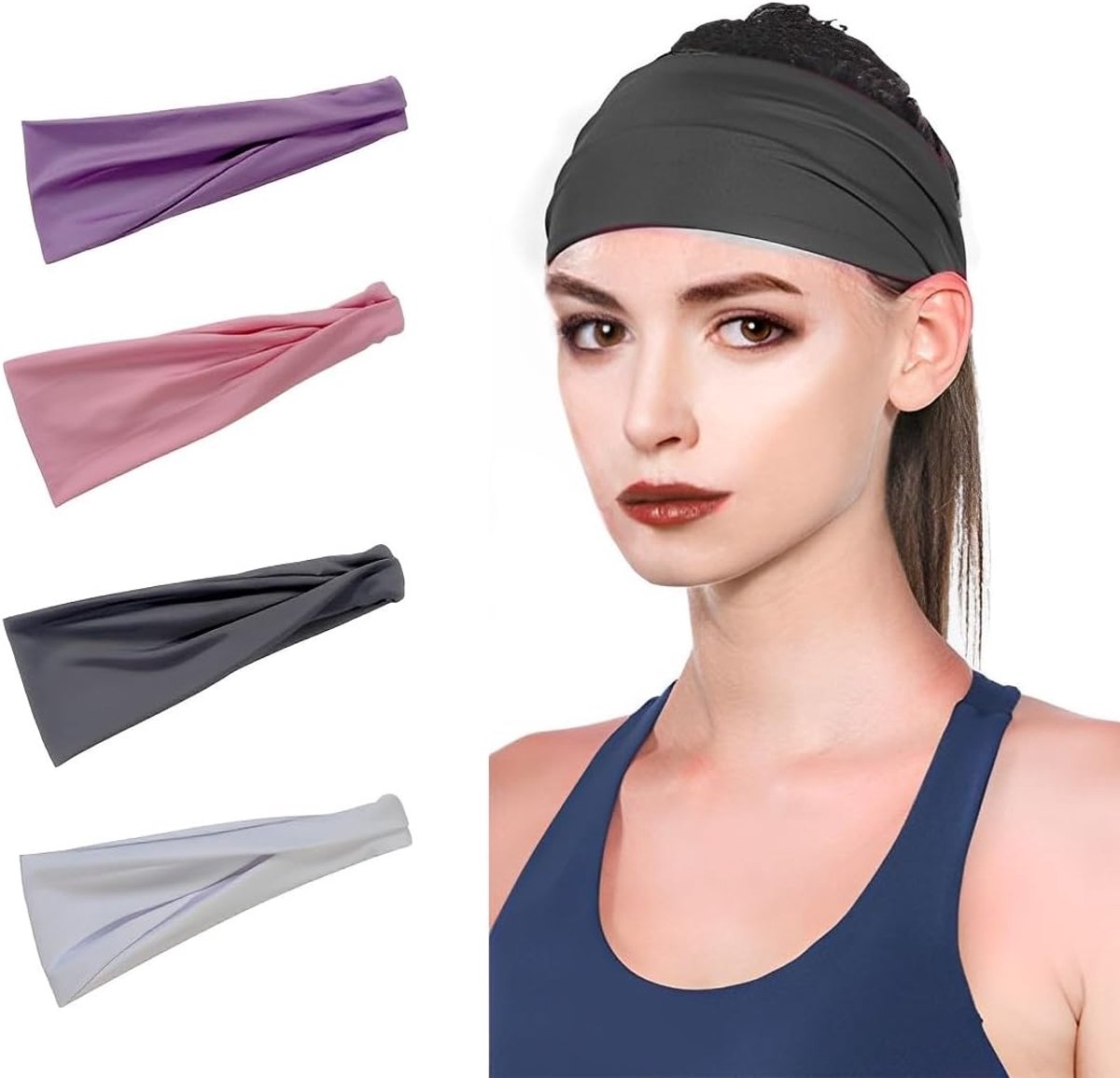 Sporthoofdbanden set 4 stuks - ademend polyester - non-slip ontwerp - ideaal voor yoga en fitness - ShopVlot