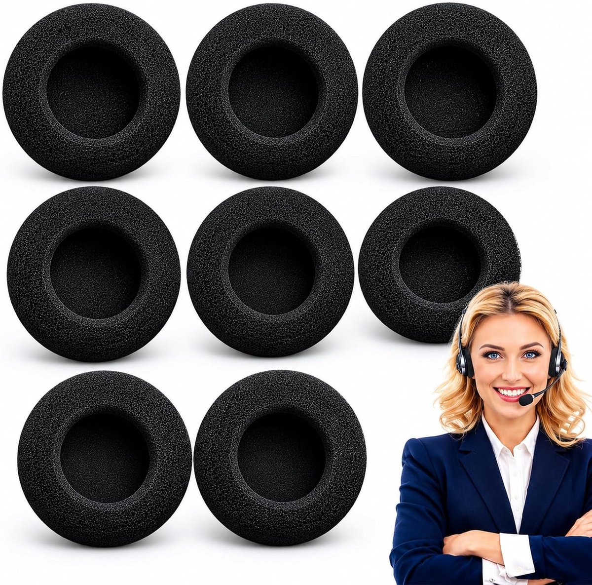 Koptelefoonkussens set van 8 - vervangbaar zacht schuim - 60 mm diameter - comfortabel en eenvoudig te installeren - ShopVlot