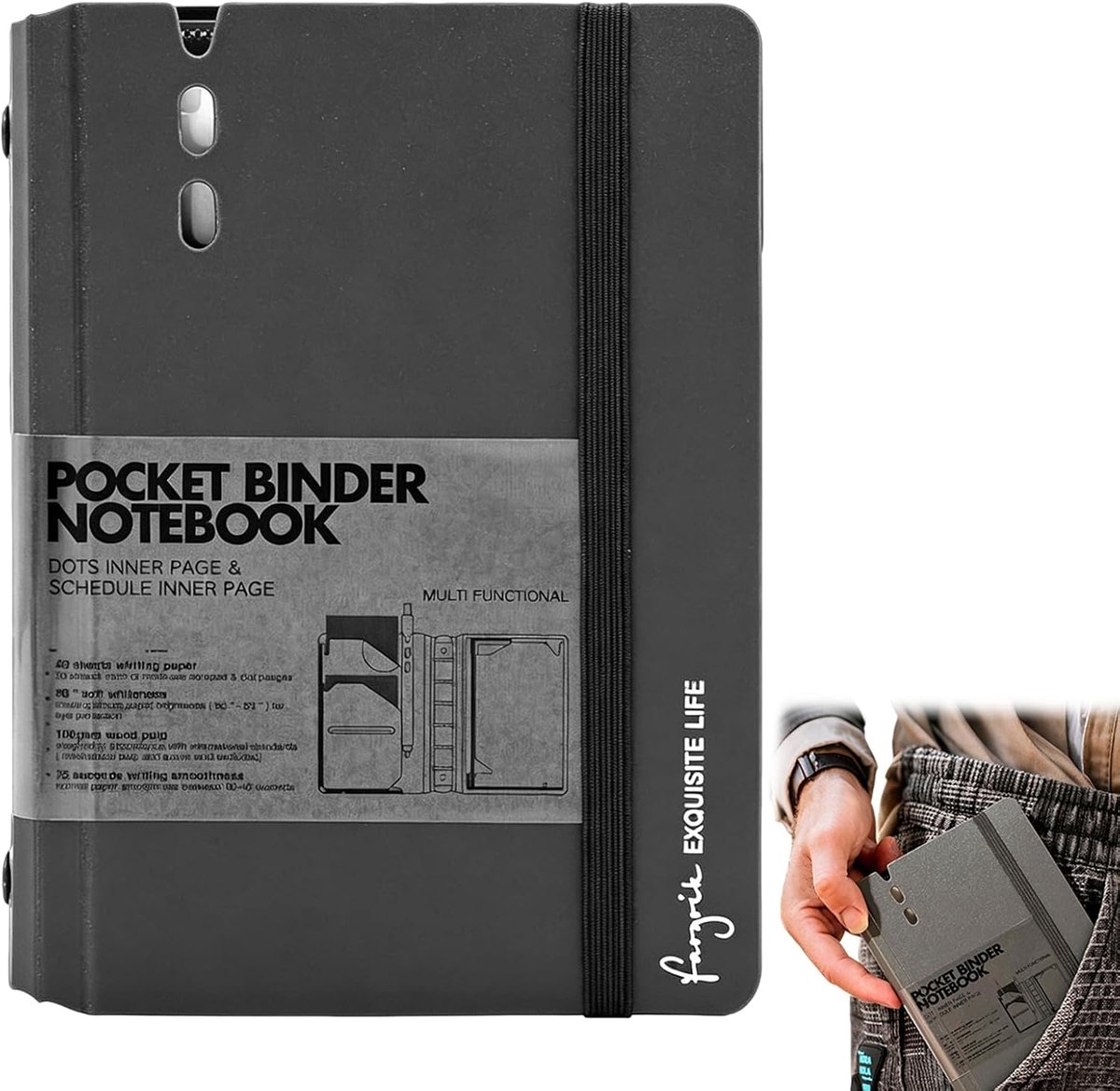 A7 notitieboek 6-bladig - grijs papier - afneembaar ontwerp - ideaal voor school en kantoor - ShopVlot