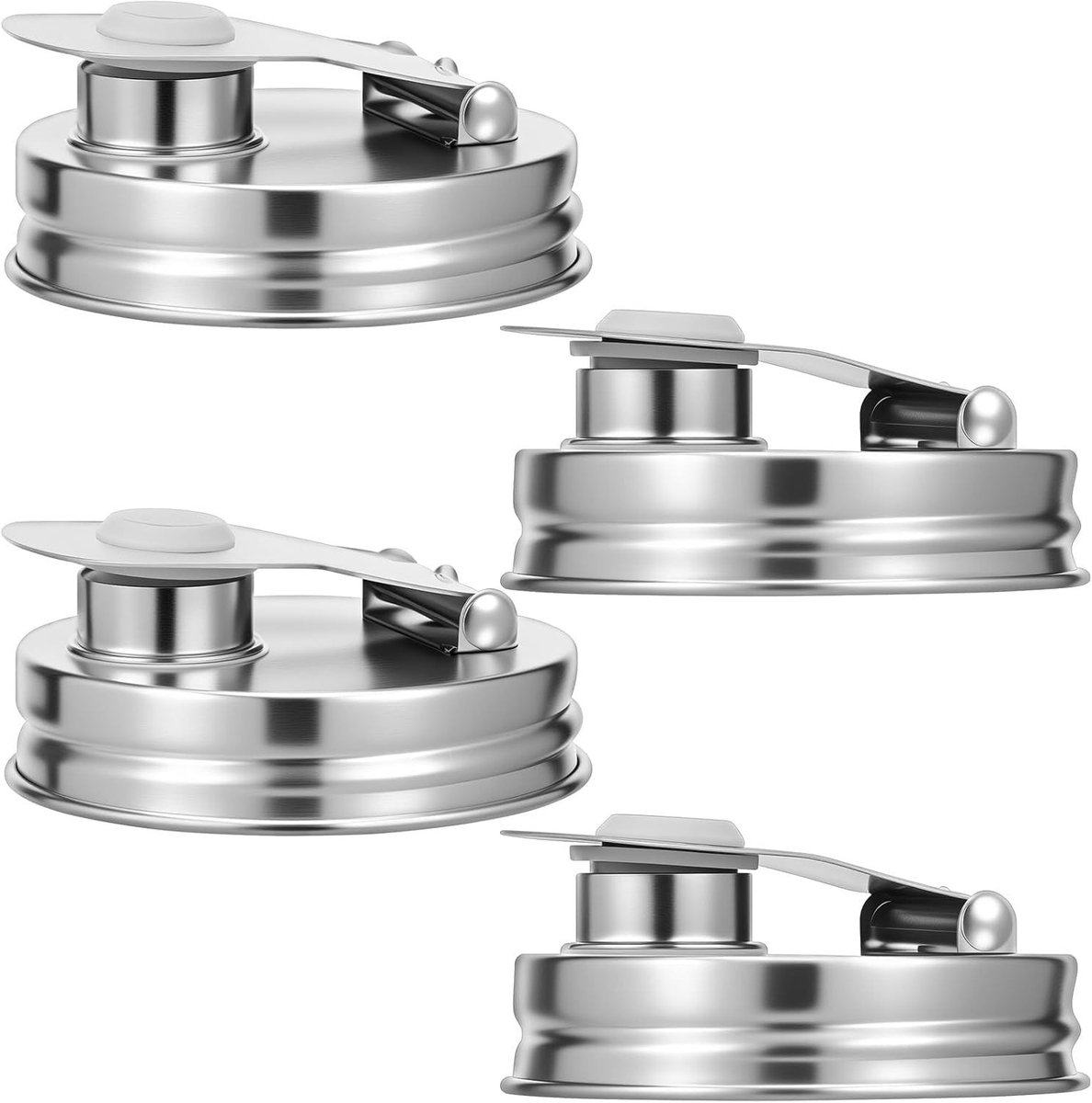 Solidchoice - Roestvrijstalen Deksels voor Mason Jars, Set van 4 Stuks
