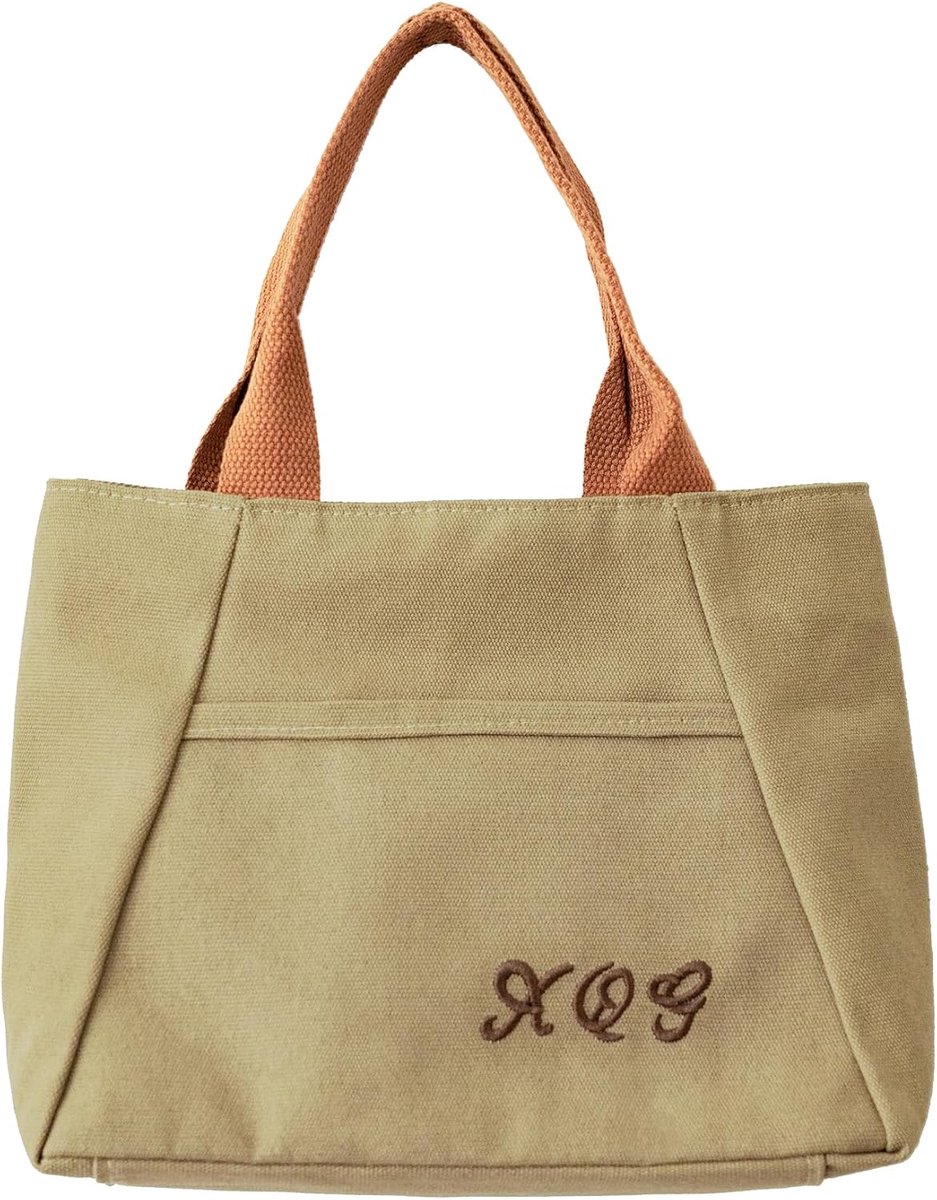 Canvas Tote Bag Dames - Kleine Handtas - Lichtgewicht Katoenen Tas met Rits - Ideaal voor Dagelijks Gebruik - ShopVlot