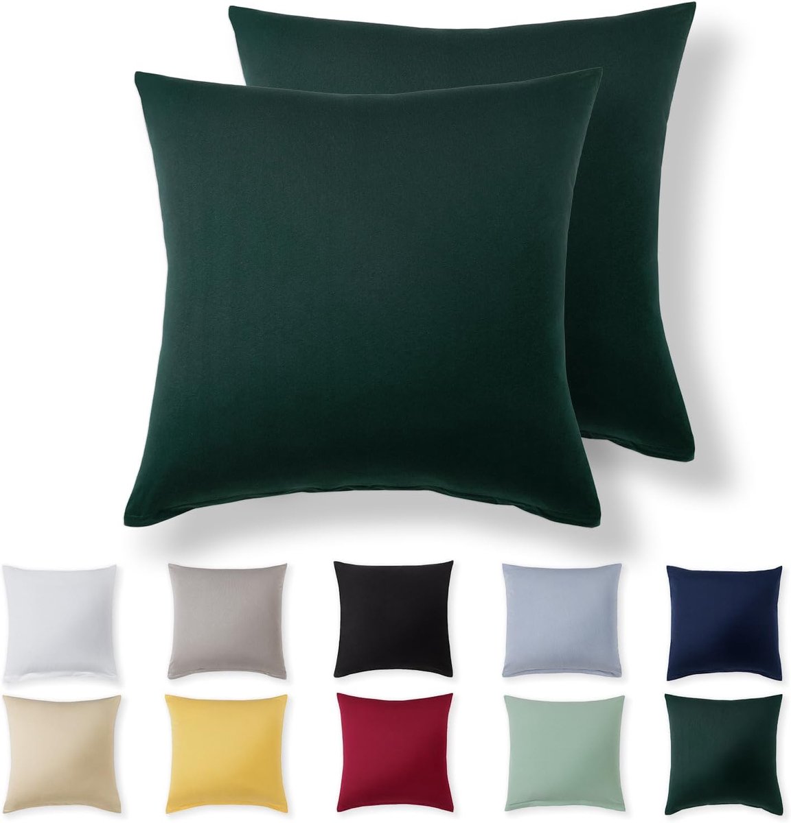 Sloop 65 x 65 cm - Forest Green - 100% Jersey Katoen - Superzachte Kussenslopen met Ritssluiting - ShopVlot
