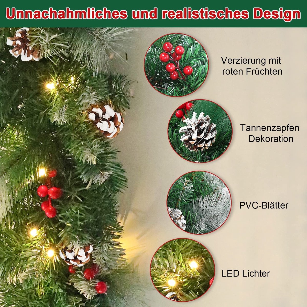 Solidchoice - Kerstguirlande met LED Verlichting 800 cm – foto 2