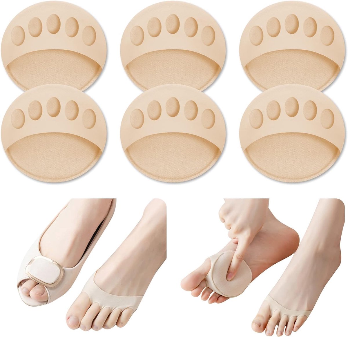 Voetkussens 8 paar - orthopedisch - Beige - bescherming voor schoenen en voeten - ShopVlot