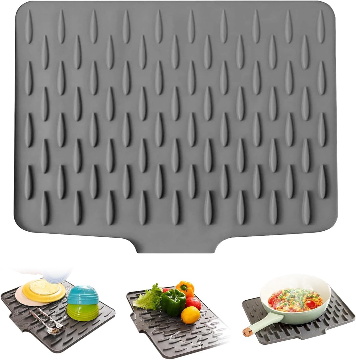 Afwasdroogmat 40 x 32 cm - Donkergrijs - Snelle afvoer - Houdt werkoppervlakken droog - ShopVlot