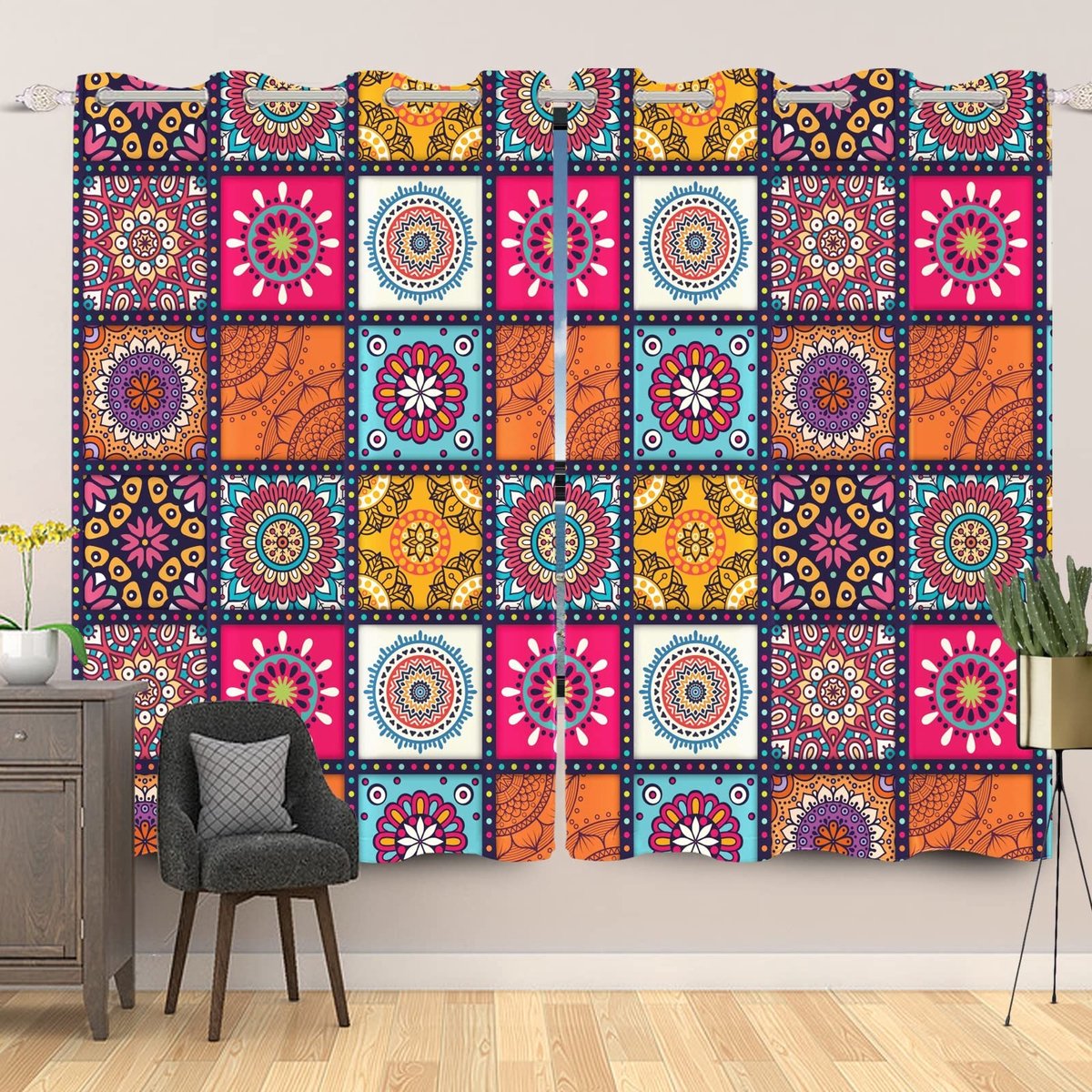 Multicolor Mandala Ooglet Gordijn 42 x 63 Inch