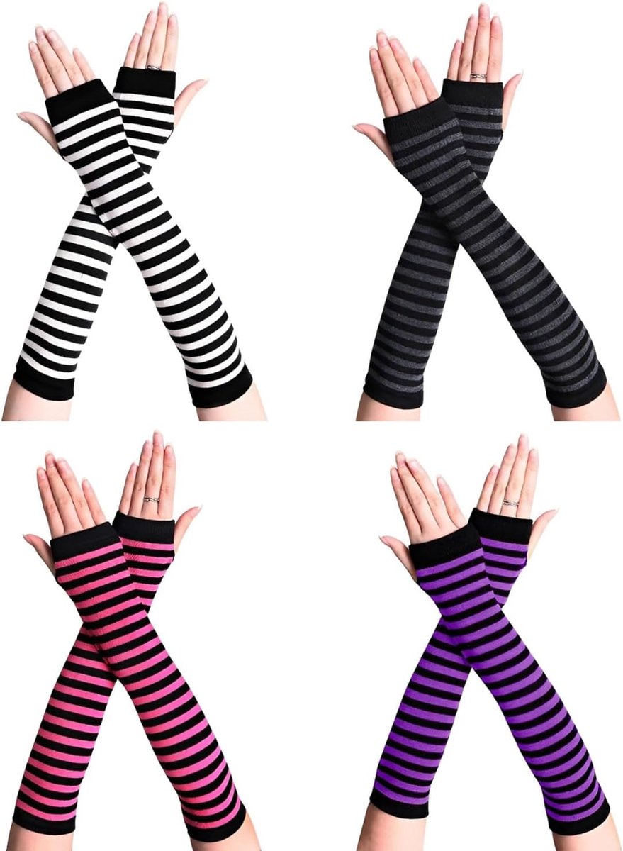 Vingerloze handschoenen dames - Lange armstulpen - Gestreept ontwerp - Perfect voor herfst en winter - ShopVlot