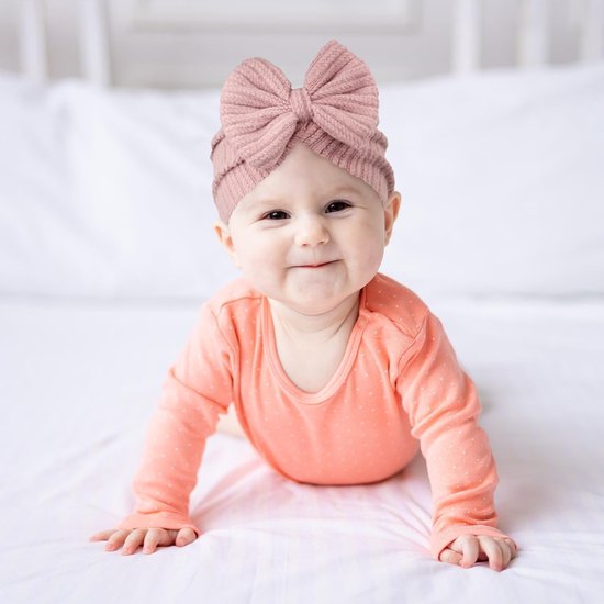 Zachte Baby Turban Hoeden met Strik, Elastische Caps voor Pasgeborenen en Peuters, Set van 2, Perfect voor Elke Gelegenheid — afbeelding 2