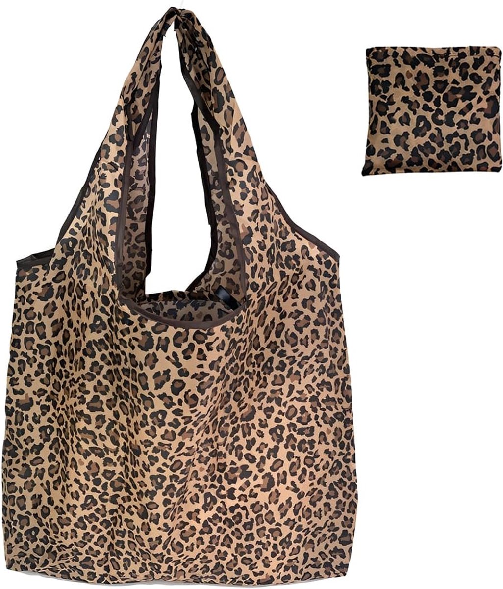 opvouwbare boodschappentas groot - stof - luipaardprint - herbruikbaar voor boodschappen - ShopVlot