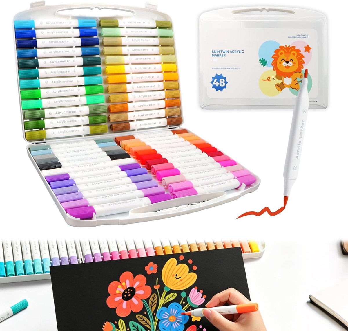Porseleinstiften 48 kleuren - dubbelzijdig - vaatwasmachinebestendig - perfect voor creatief keramiek - ShopVlot