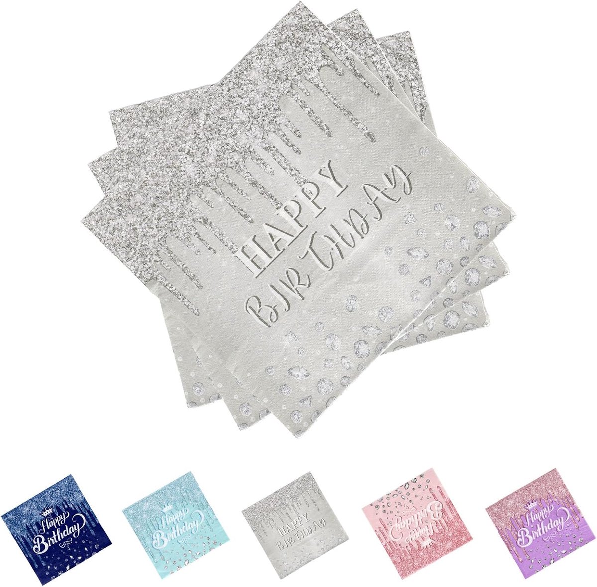 Servetten 40 stuks - glitter - zilver - perfect voor verjaardagsfestijnen - ShopVlot