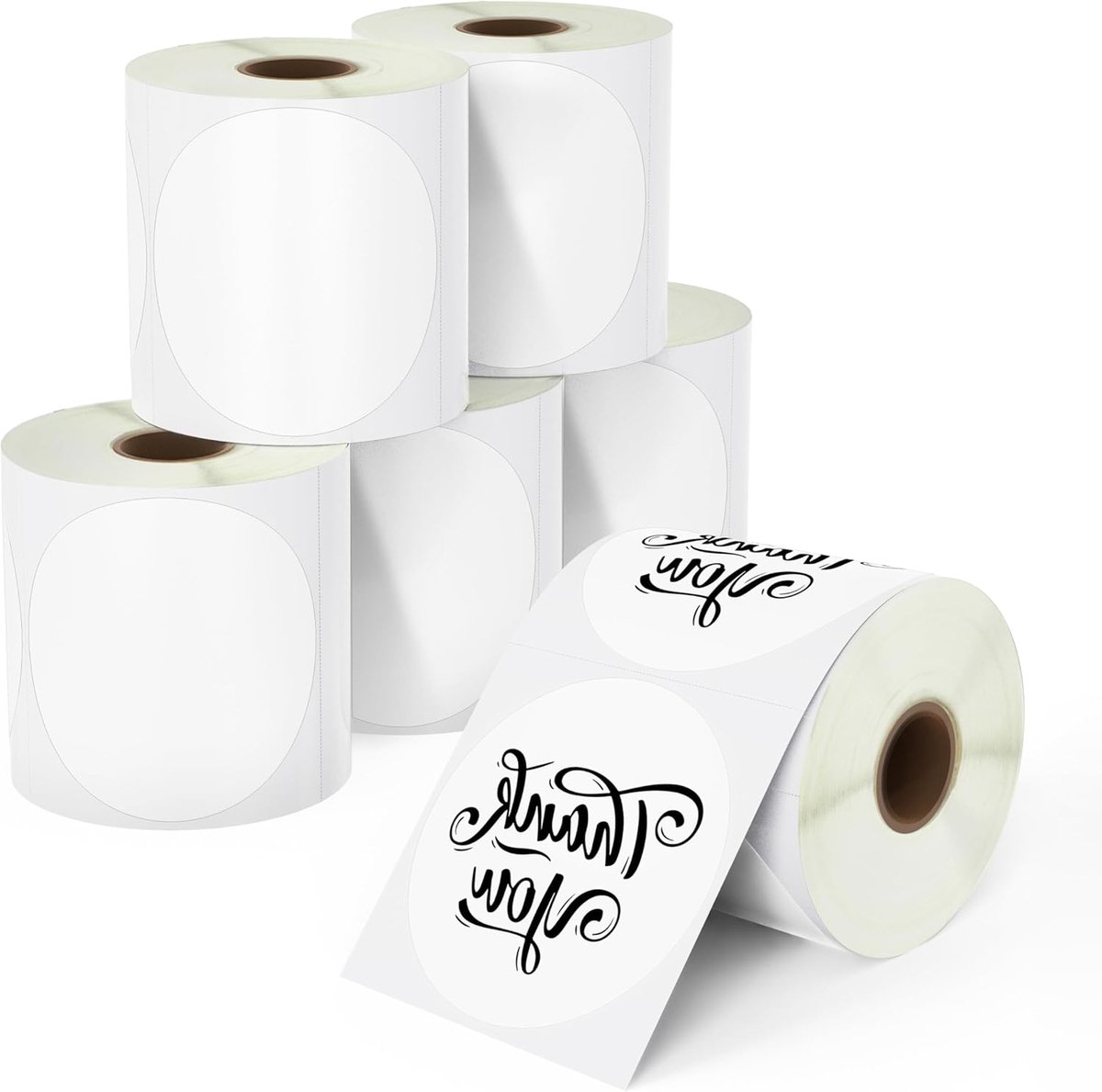 BETCKEY - 76mm round labels compatible with Zebra & More label printer, perforated [6 rolls, 8280 labels] - ShopVlot