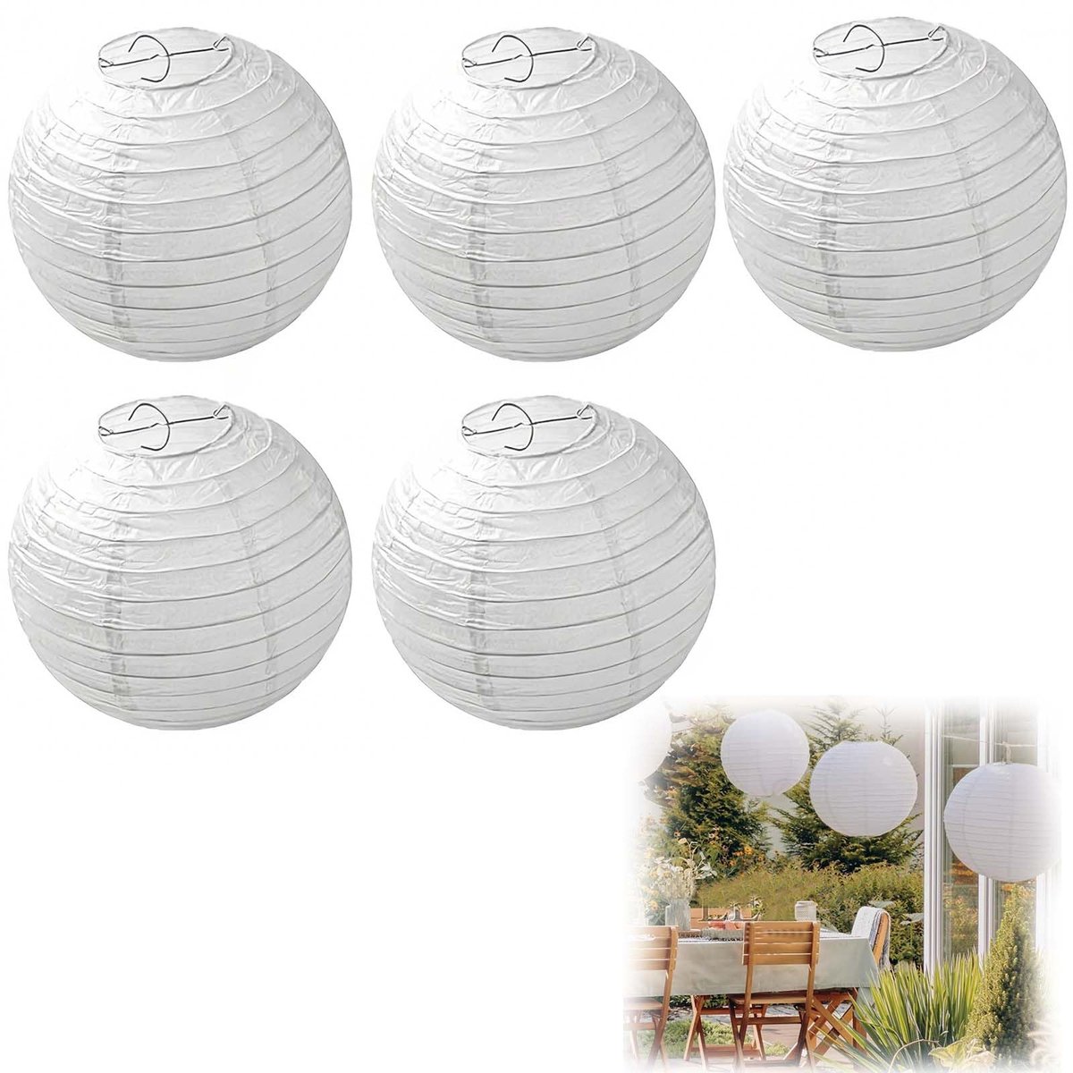 Solidchoice - Set van 5 Witte Papieren Lantaarns voor DIY Projecten