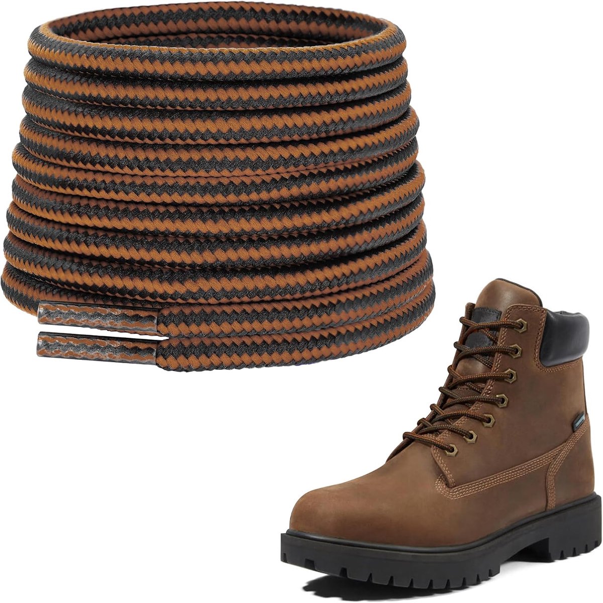 Laarzenveters 4,5 mm - Dikke scheurbestendige veters - Voor werklaarzen en wandelschoenen - 2 paar - ShopVlot