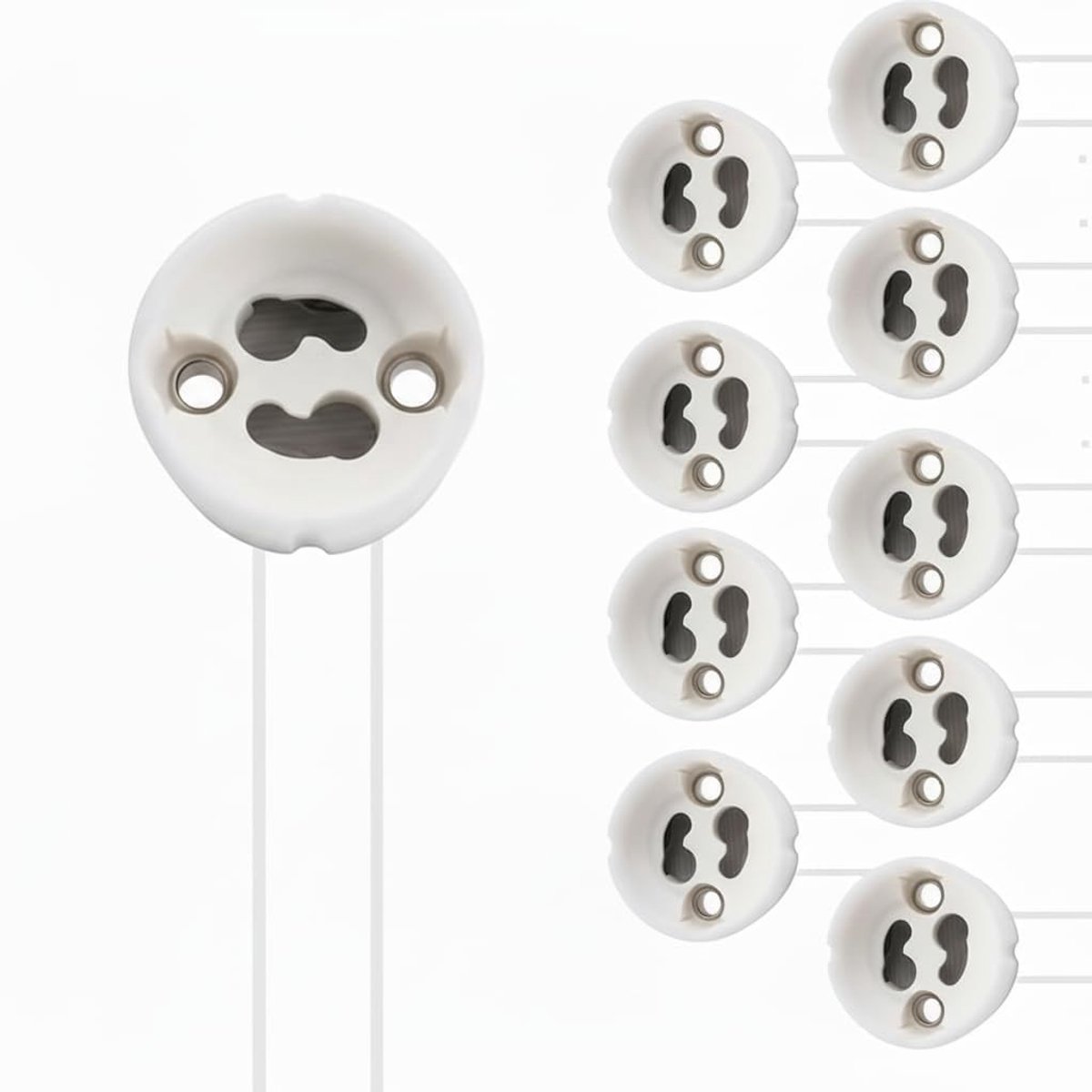 10x GU10 Fitting met Kabel, Keramische Fitting voor LED en Halogeen Spots, 230V