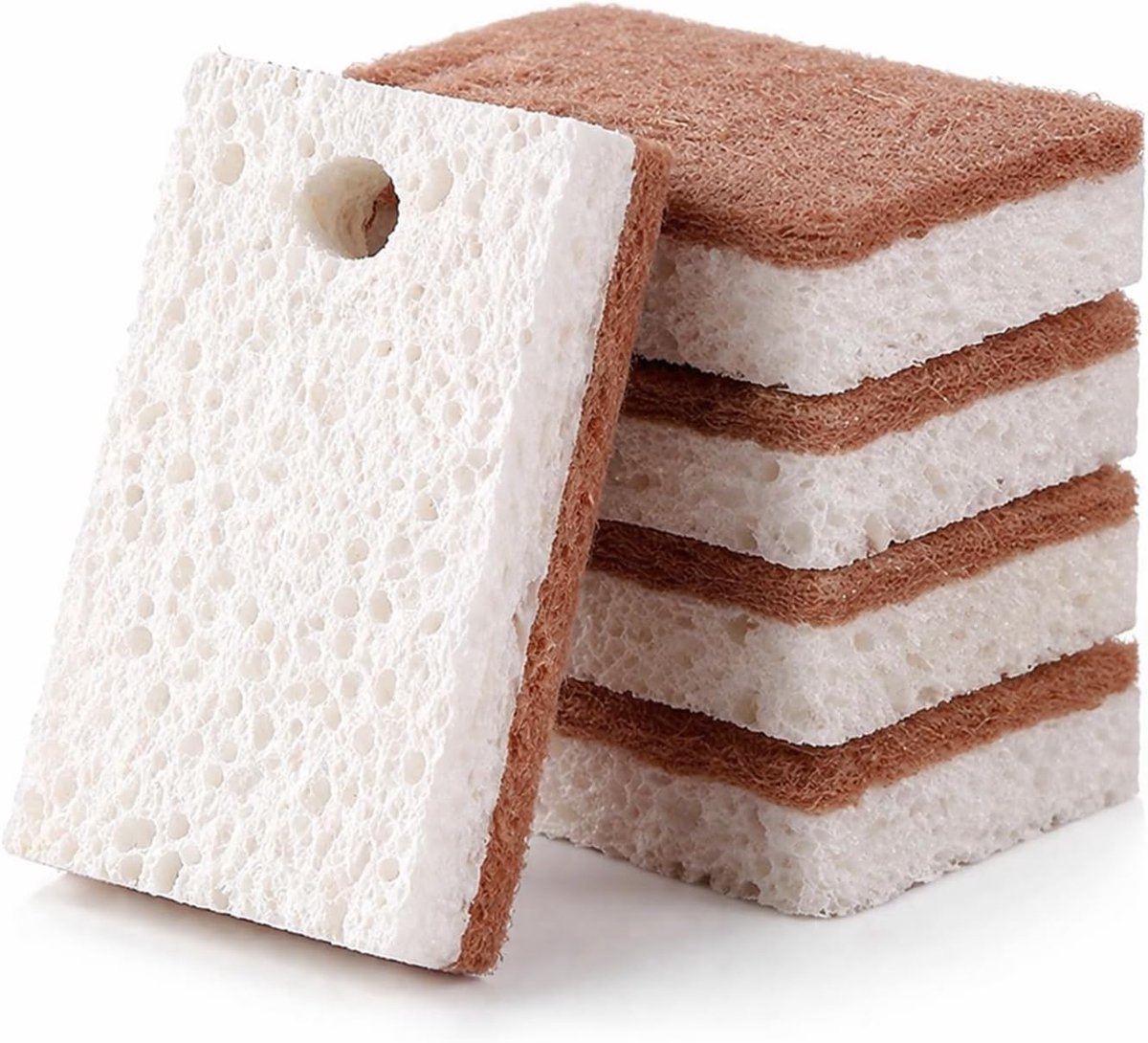 Afwassponzen 6 stuks - Natuurlijke sisal en cellulose - Biologisch afbreekbaar - Voor potten en gevoelige oppervlakken - ShopVlot