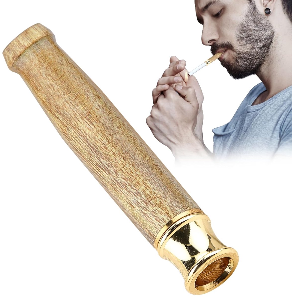 Cigarette holder kort - houten - 6 mm filter - ideaal voor standaard sigaretten - ShopVlot