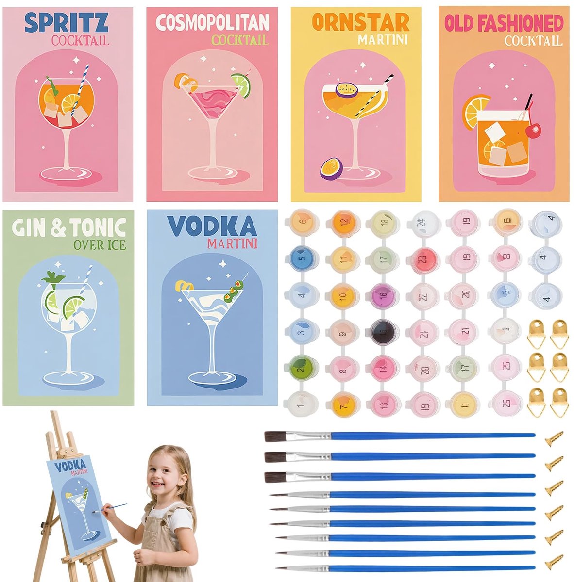 Solidchoice - Set van 6 Schilderen op Nummer Kits voor Volwassenen