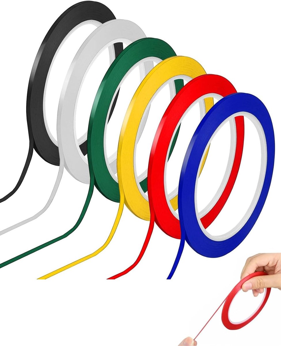Klebestreifen 6 Rollen - 3mm Breed - Bunt - Ideaal voor school en kantoor - ShopVlot