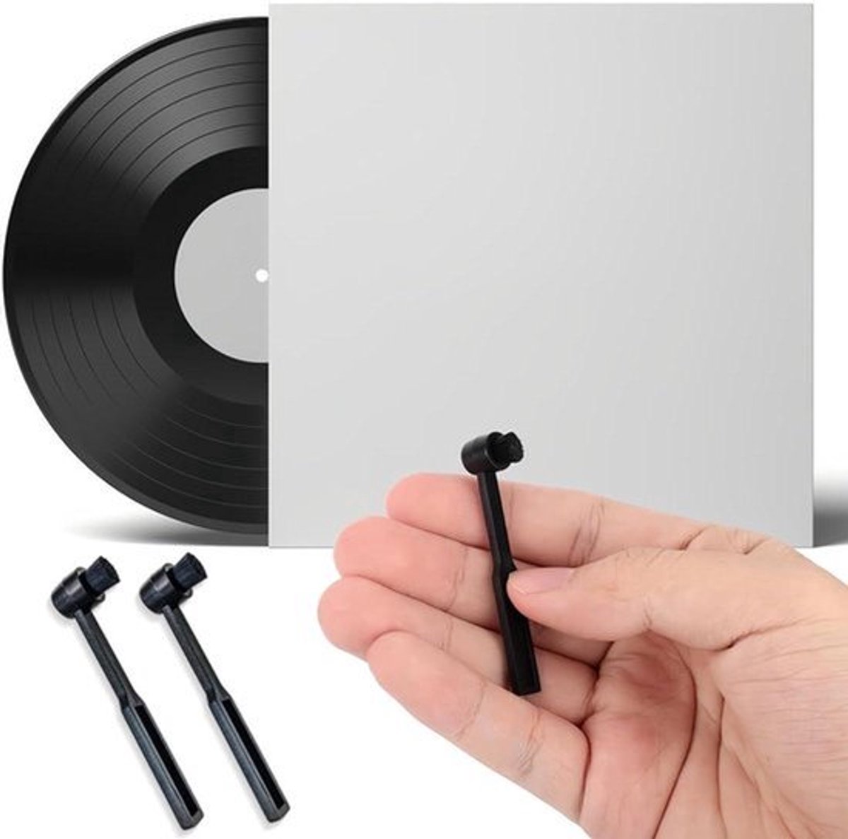 2 stuks Reinigingsborstel voor platenspeler Zachte vezel Pennen Zwart voor Vinyl Platen Ronde Naald 2 stuks