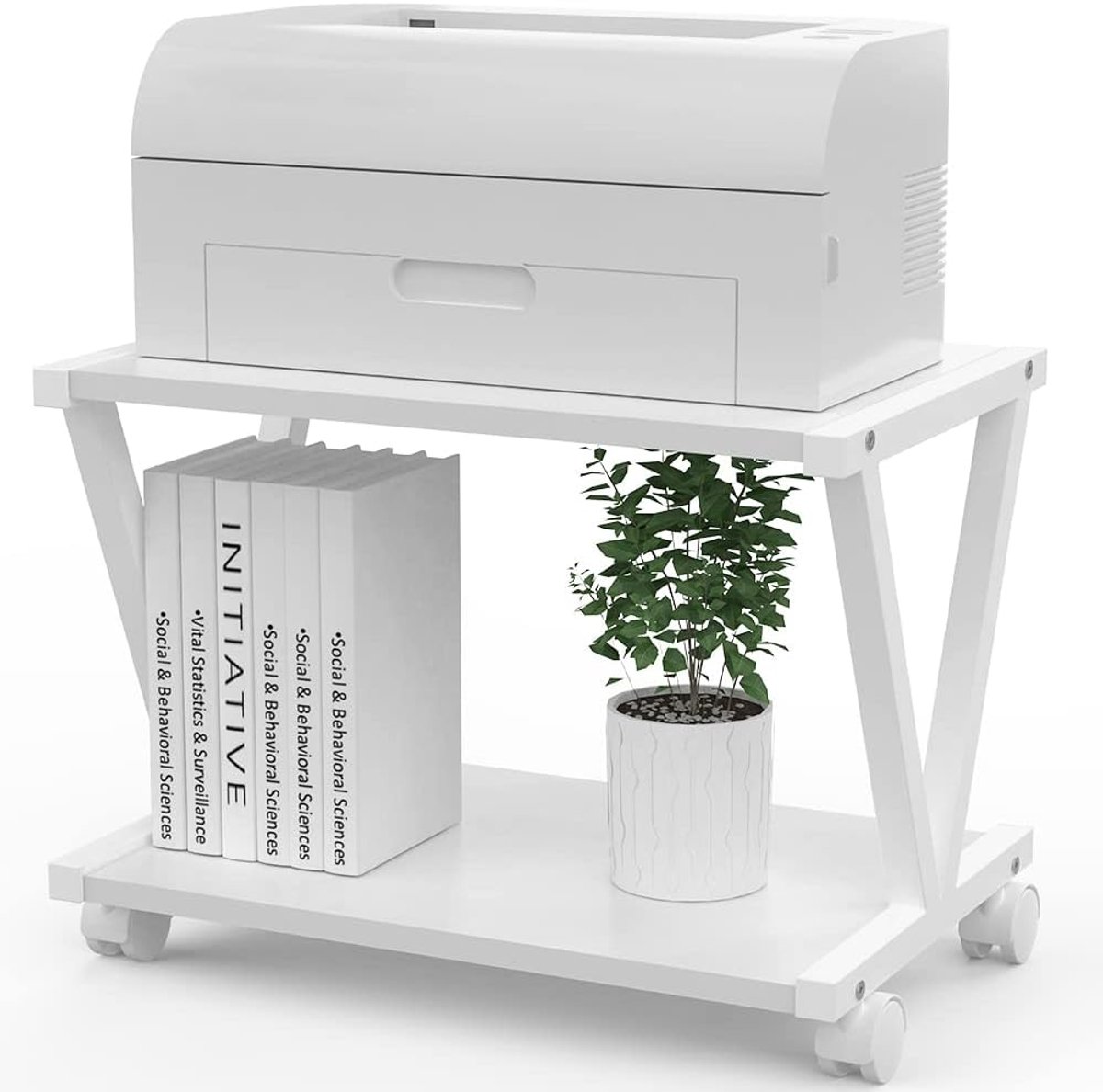 Desktop printerhouder 2-laags - houten bureau - rustiek industrieel - ruimtebesparende organisatie - ShopVlot
