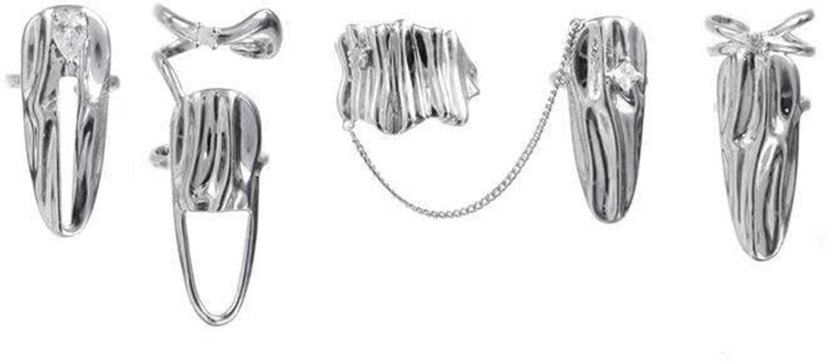 Solidchoice - Set van 10 Verstelbare Fingertip Nagelringen voor Vrouwen