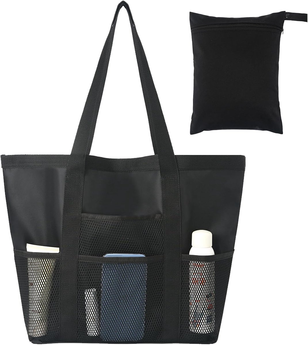 Tote strandtas grote familietas - netstof - lichtgewicht - ideaal voor vakantie - ShopVlot