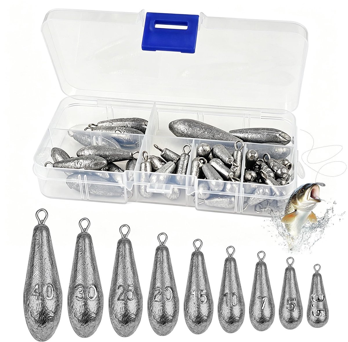 Solidchoice - Set van 50 Druppelvormige Visgewichten