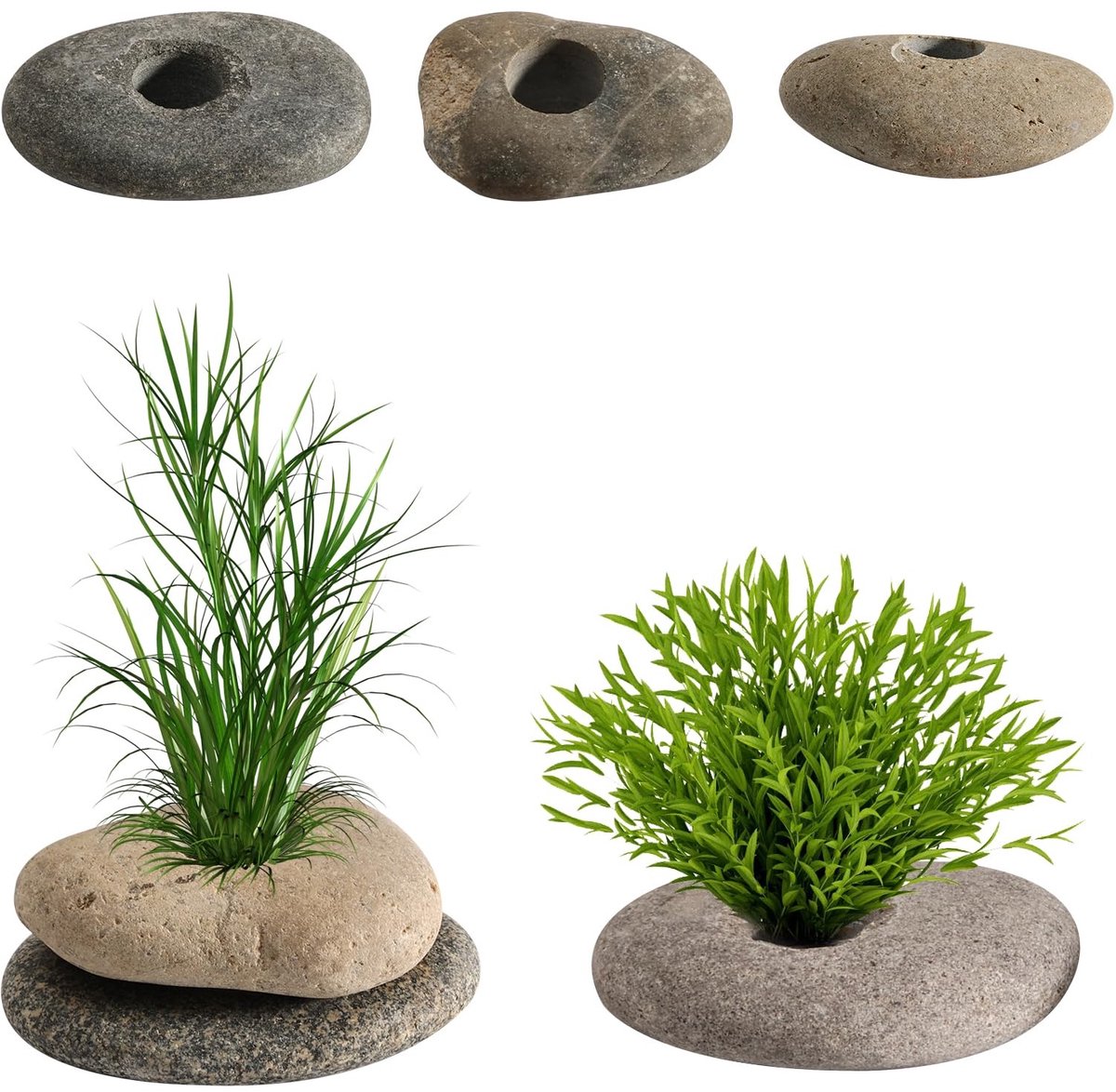 Solidchoice - 6 Stuks Handgemaakte Kiezelankers voor Aquariumplanten