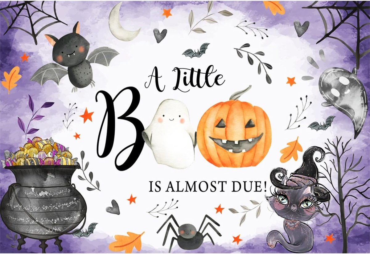 7x5ft Witte Cartoon Leuke Geest Halloween Achtergrond Pompoen Spin Vleermuis Kat Kinderen School Halloween Thema - ShopVlot