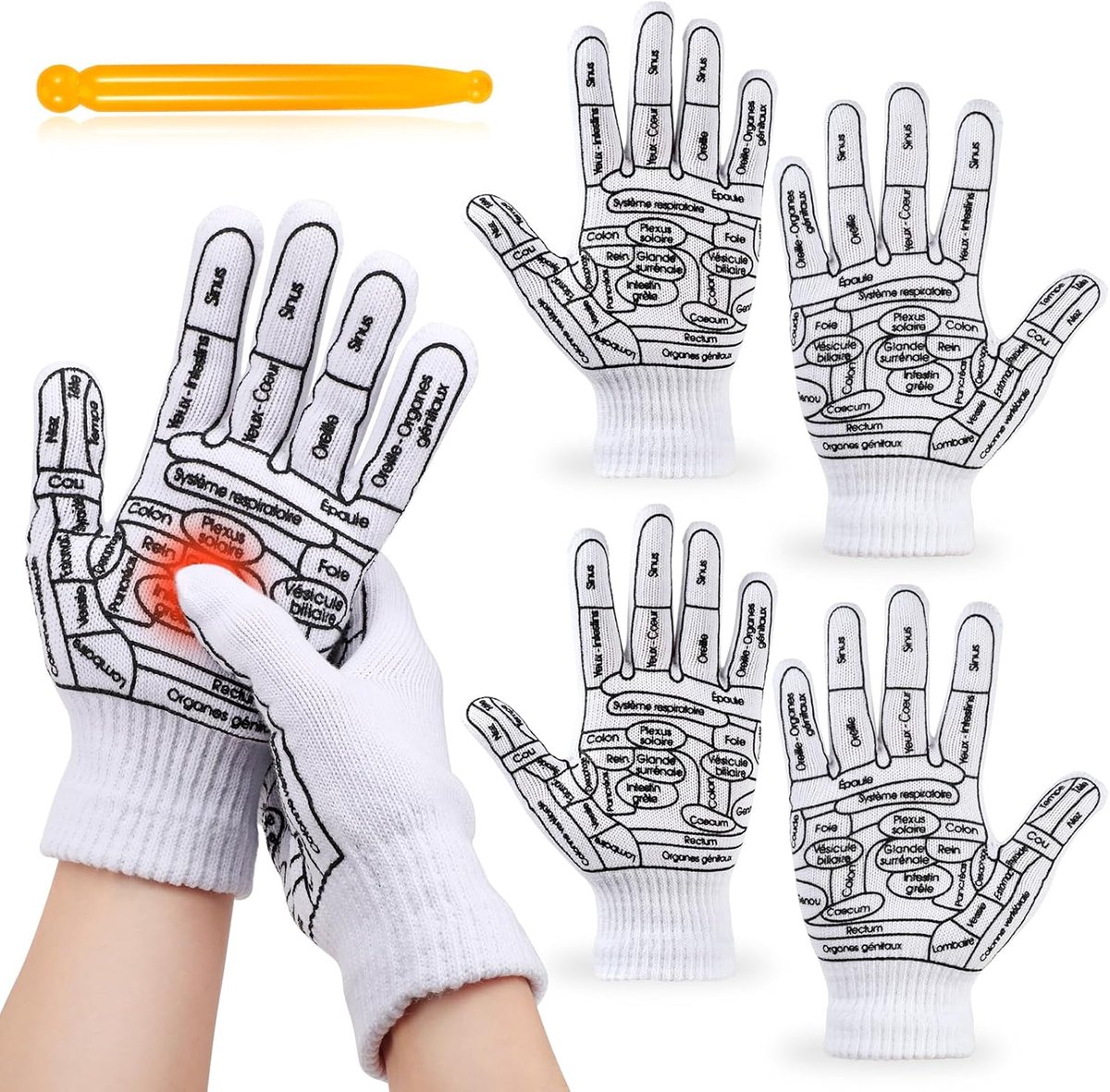 2 paar acupressuur reflexologie handschoenen set reflexologie gereedschap handmassage met punt massager met massage - ShopVlot