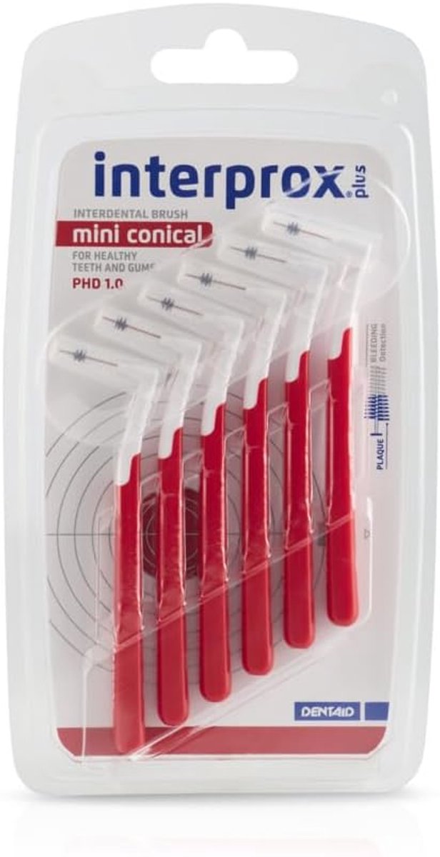6x Interprox plus interdental brushes red mini conical 6-pack (6x 6-pack) - ShopVlot
