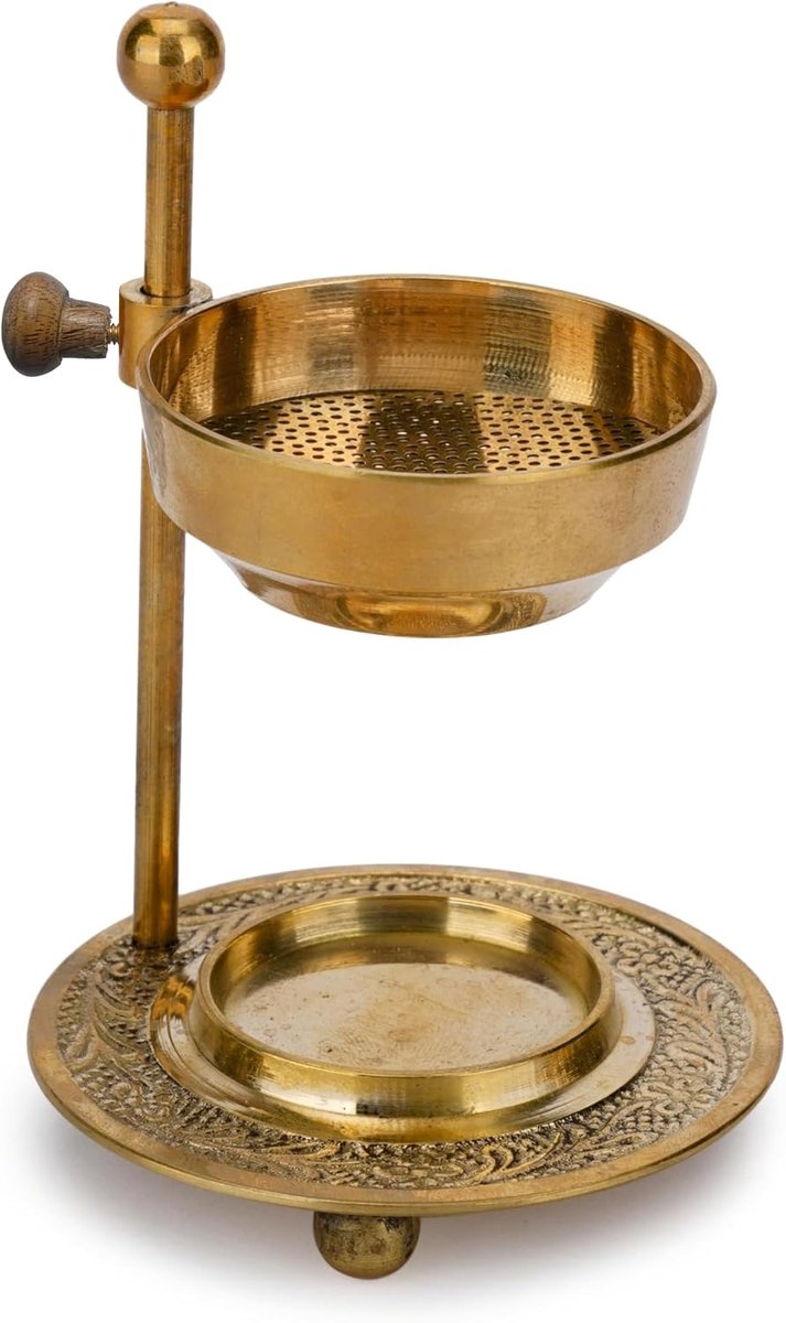 Ajuny Incense Burner Holder Tealight or Charcoal Resin Heated Beautiful Adjustable Design Gold Color for Home - ShopVlot