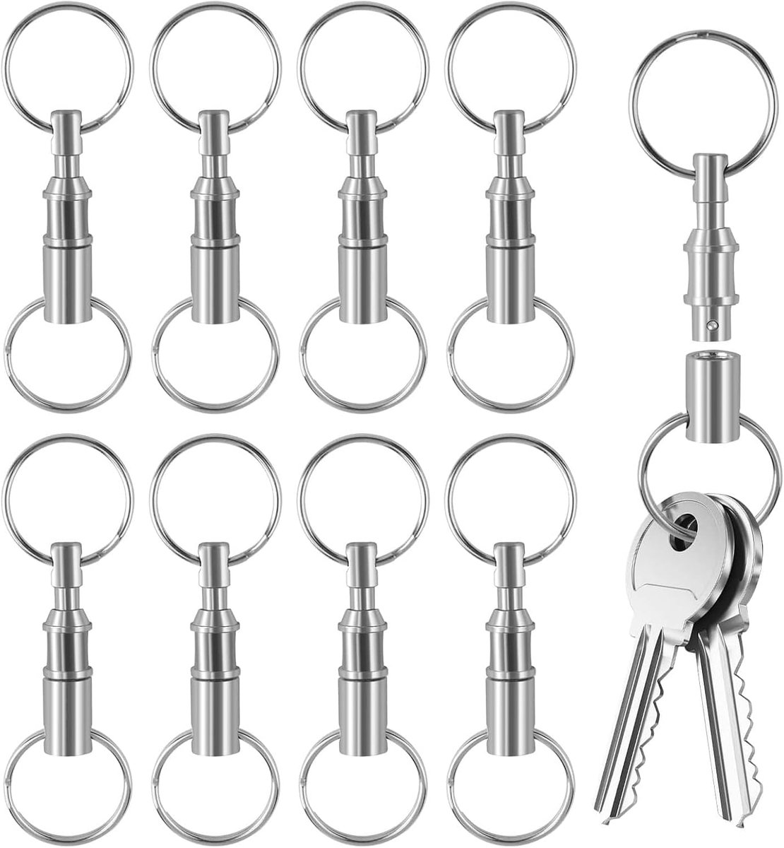 8 Pcs Quick Release Key Chains, Metal Key Chain, Detachable Magnetic Key Ring, Keyring with Double Key Ring, for Keys - ShopVlot