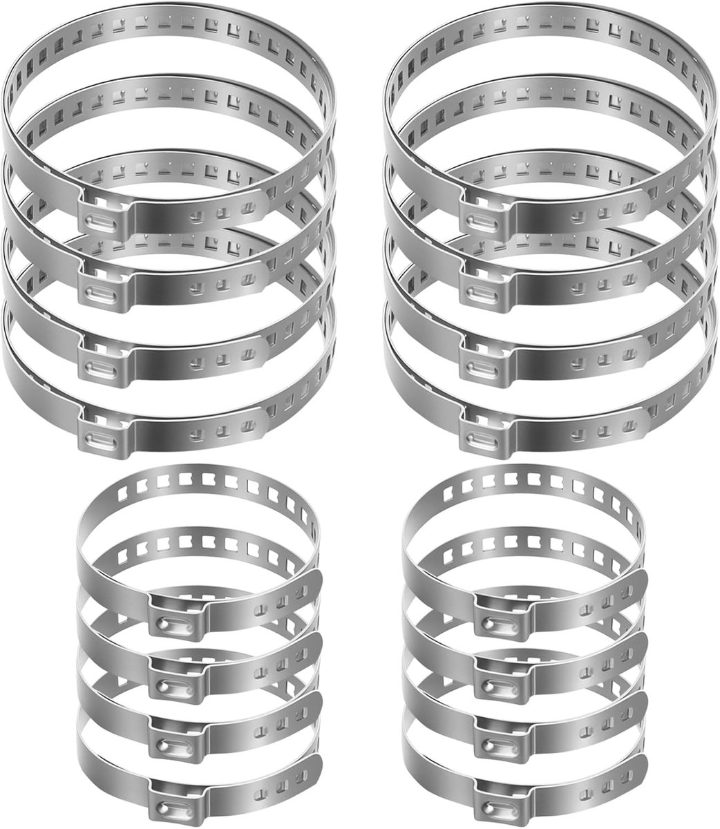 16 Stuks CV-as Klemmen Set 304 RVS - Verstelbare Slangklemmen 20-50mm & 50-120mm - ShopVlot