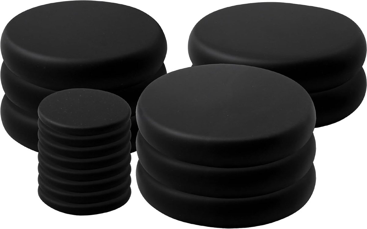 Hot Stone Massageset, 16 stuks, warme basaltstenen in 4 maten, grote hete stenen, massagesteenset voor spa - ShopVlot