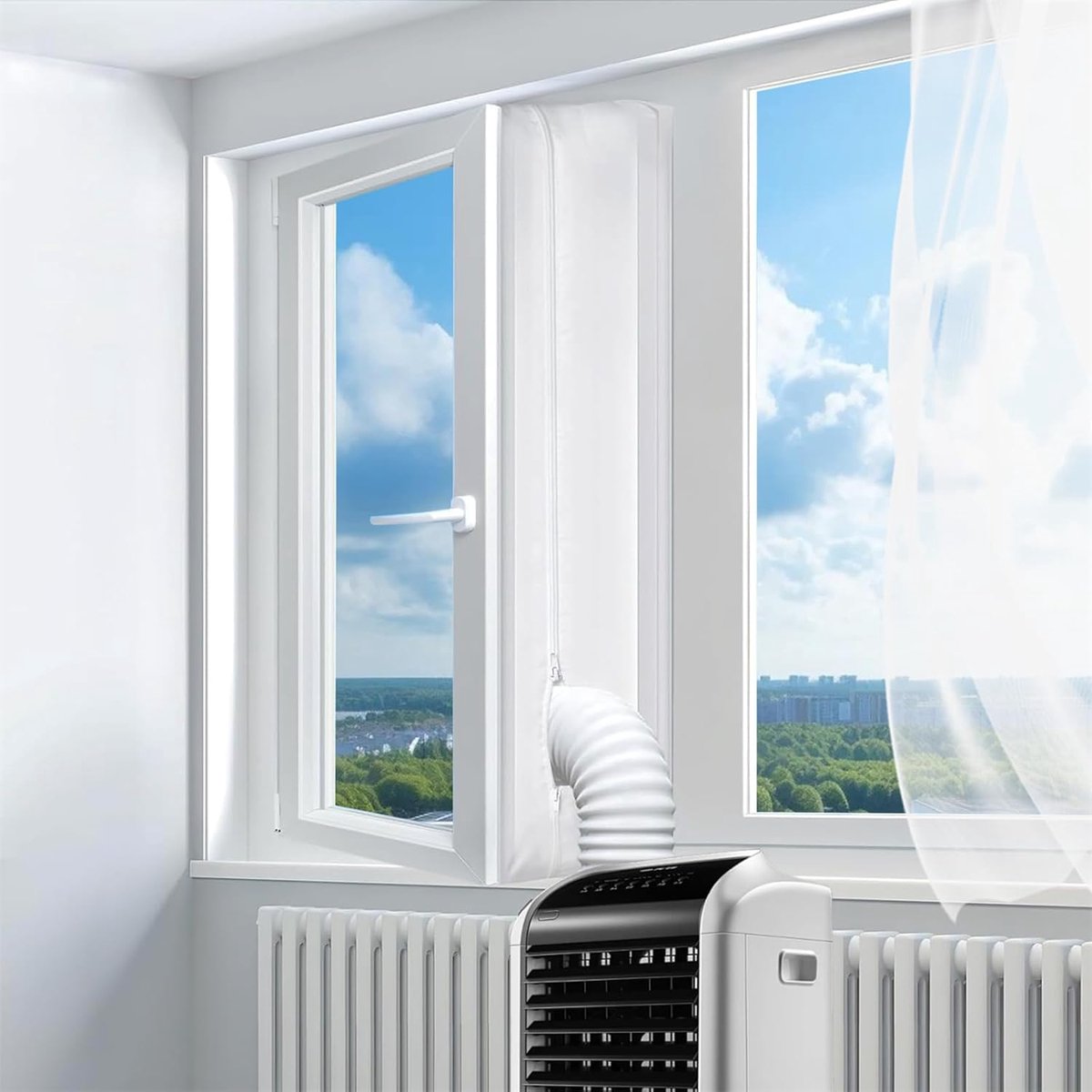 LINGKY Airconditioning Window Kit, Draagbare Universele Airconditioner Raamafdichting met Dubbele Zip Ac Window Seal - ShopVlot
